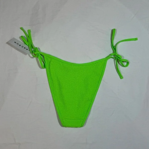 NWT LA Hearts PacSun Neon Green Ribbed Side Tie Bikini Bottom XS - Picture 2 of 6